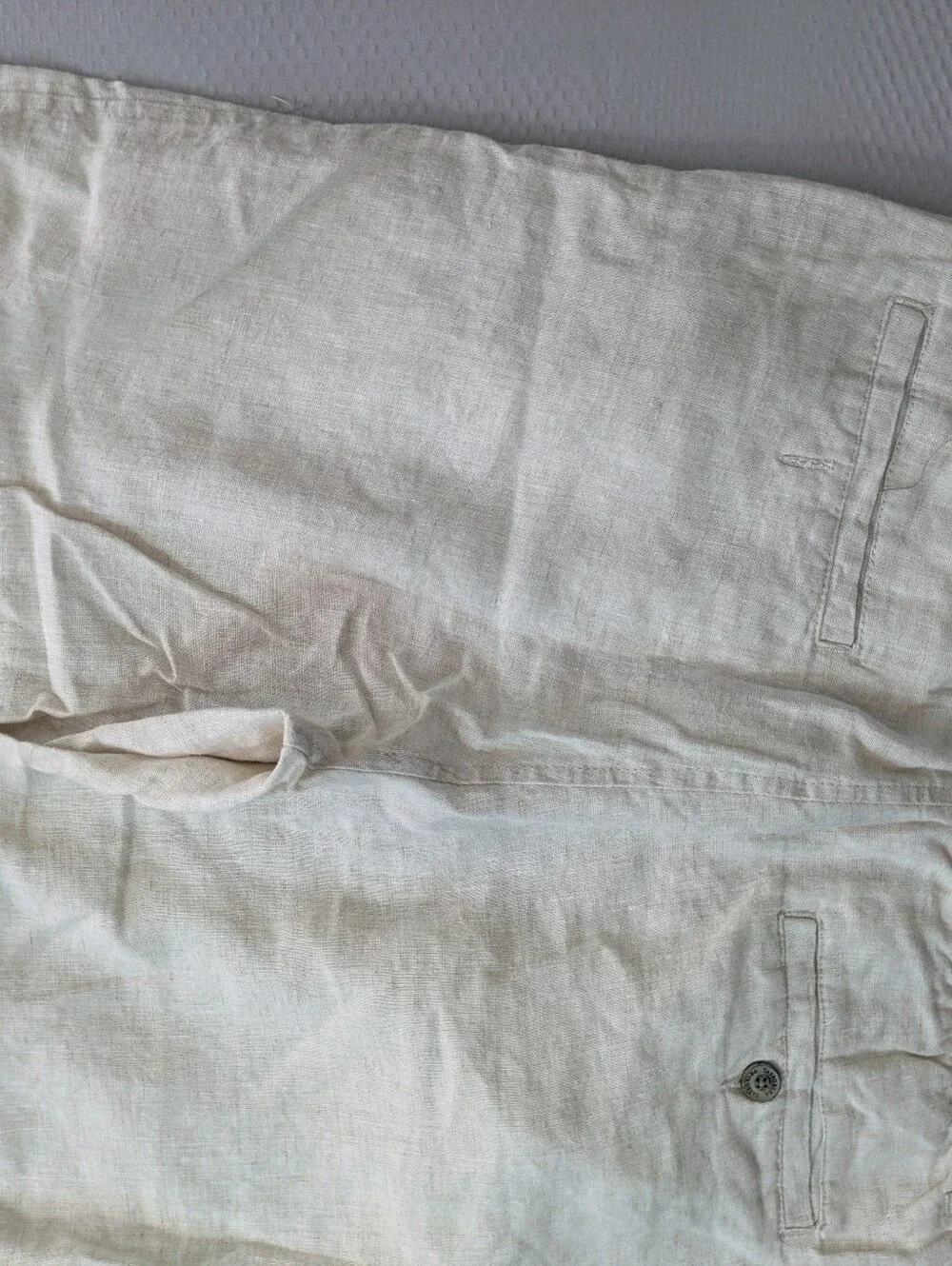Tasso Elba Mens M 100% Linen Pants 30x26 Cream Oatmeal Straight Leg Trousers